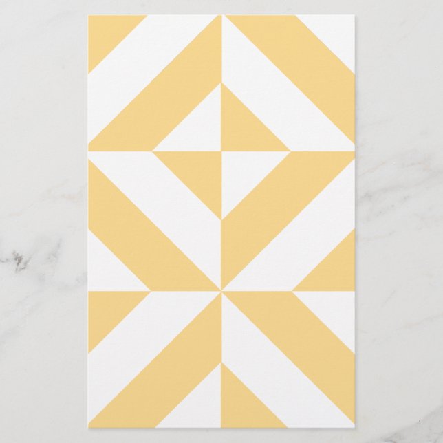 Pale Melon Geometric Deco Cube Pattern Stationery (Front)