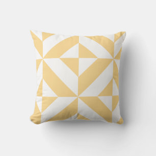 Pale Melon Geometric Deco Cube Pattern Throw Pillow