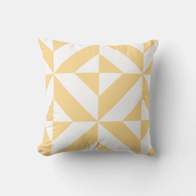 Pale Melon Geometric Deco Cube Pattern Throw Pillow (Front)