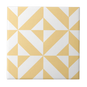 Pale Melon Geometric Deco Cube Pattern Tile