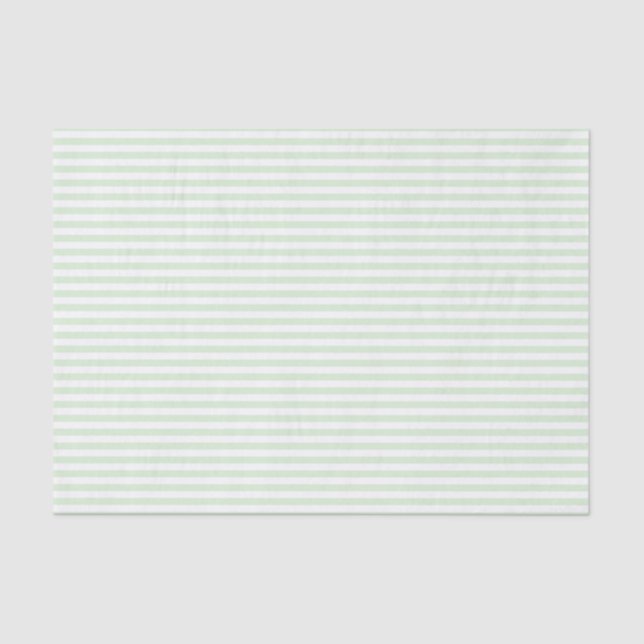 Pale Milky Jade Green and White Striped Pattern Tissue Paper (Front)