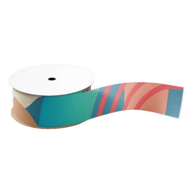 Pale Minimalist Abstract Geometric Shapes  Grosgrain Ribbon (Spool)