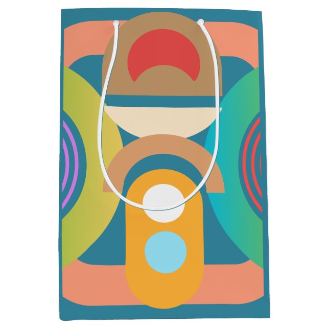 Pale Minimalist Abstract Geometric Shapes  Medium Gift Bag (Front)