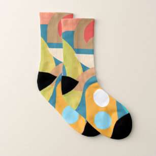 Pale Minimalist Abstract Geometric Shapes  Socks