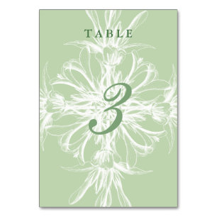 Pale Mint and White Floral Wedding Table Number
