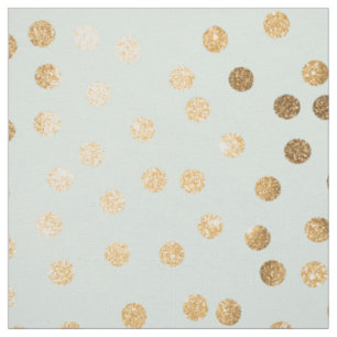 Pale Mint Blue and Gold Glitter City Dots Fabric