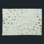 Pale Mint Blue and Gold Glitter City Dots Kitchen Towel<br><div class="desc">Modern and on-trend dots of faux gold glitter on a pale mint blue green background.</div>