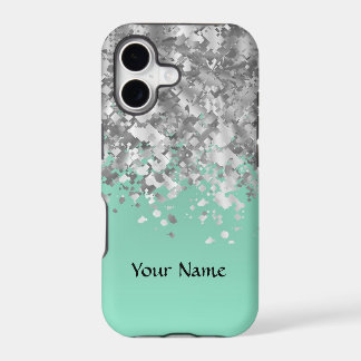 Pale mint green faux glitter personalized