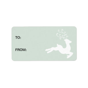 Pale Mint Green White Reindeer Gift Tag