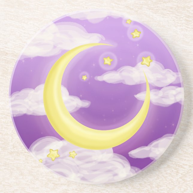 Pale Moon on Purple Coaster (Front)