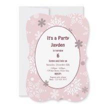 Pale Neige hiver Anniversaire Fête Invitation