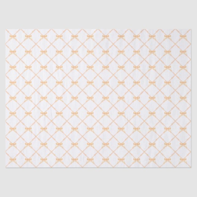 Pale Orange Bamboo Trellis with Bows Tissue Paper (Front)