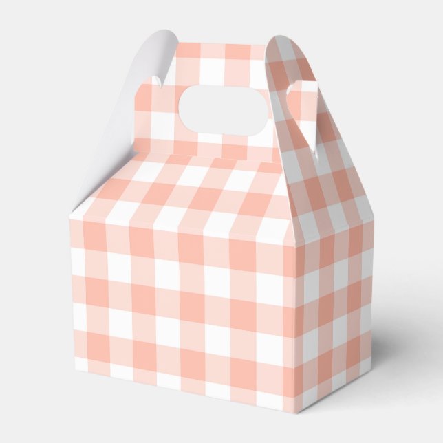 Pale Orange Gingham Plaid Gabled Party Favour Box (Front Side)