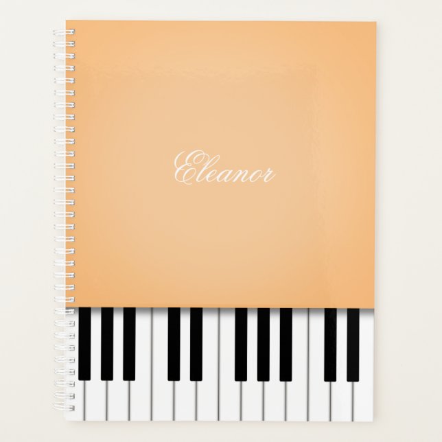Pale Orange Piano Music Keyboard Customized Planner (Front)