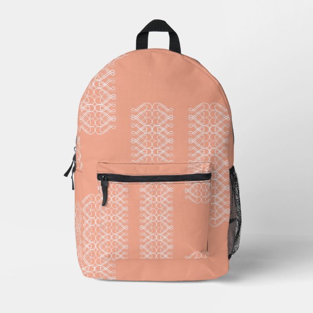 Pale Orange Printed Backpack (Front)