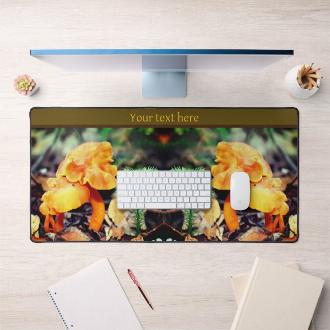 Pale Orange Wild Mushrooms Close Up Personalized Desk Mat (Office 1)