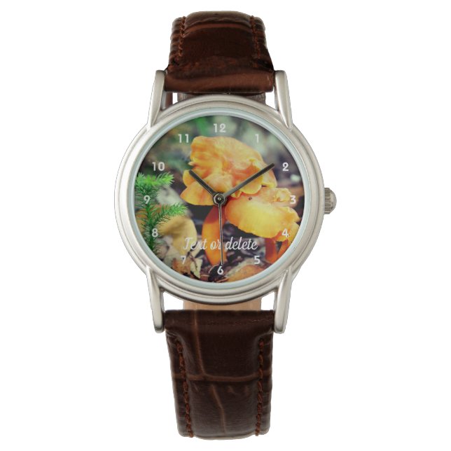 Pale Orange Wild Mushrooms Personalized  Watch (Front)