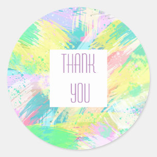 Pale Pastel Abstract Art Thank You Classic Round Sticker