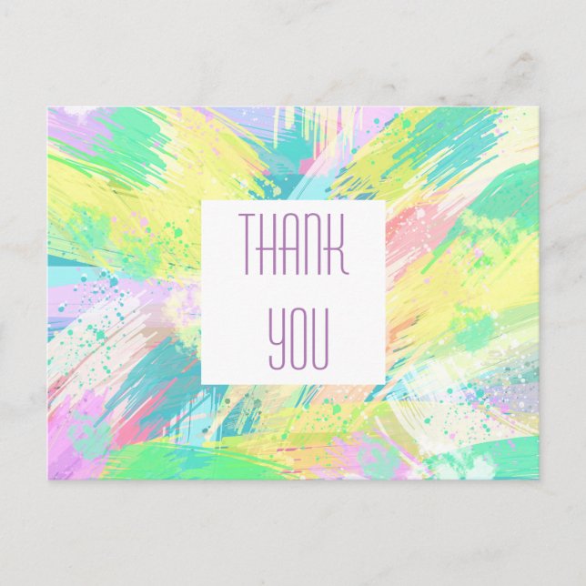 Pale Pastel Abstract Art Thank You Postcard (Front)