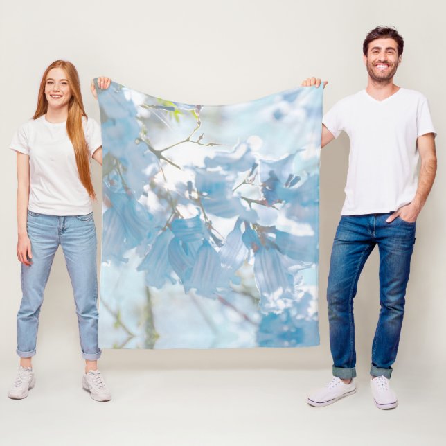Pale Pastel Blue Jacaranda Tree Flowers Blossoms Fleece Blanket (In Situ)