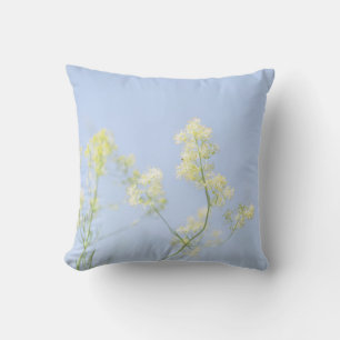 Pale Pastel Blue Sky Wild Flowers Meadow  Throw Pillow