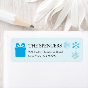 Pale Pastel Blue Snowflake Elegant Serif Christmas