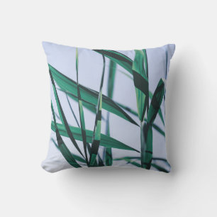 Pale Pastel Green Grass Reeds Throw Pillow