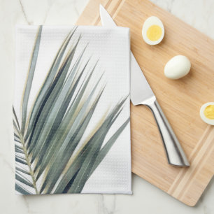 Pale Pastel Green Palm Tree Leaf  Kitchen Towel