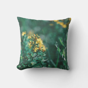 Pale Pastel Green Yellow St. John's Wort Throw Pillow