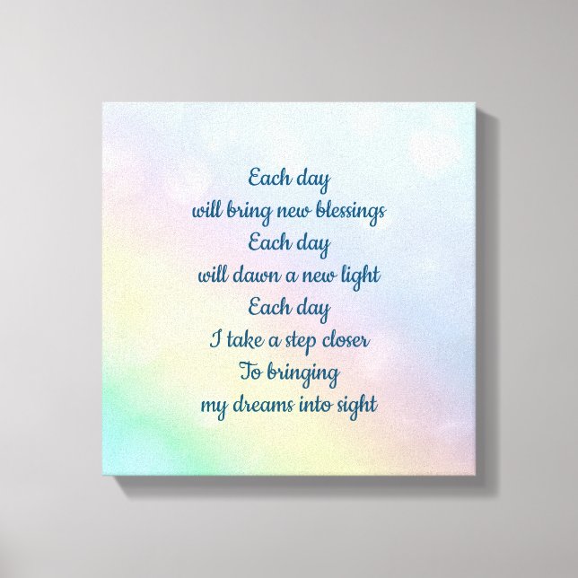 Pale pastel rainbow Inspirational affirmation Canvas Print (Front)