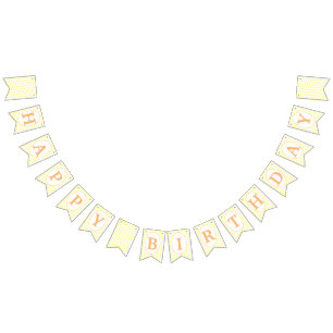Pale peach and yellow polka dots Happy Birthday Bunting Flags