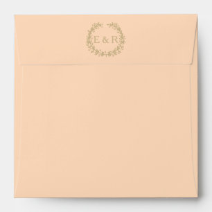 Pale Peach Angelskin Coral Pastel Wreath and Sprig Envelope