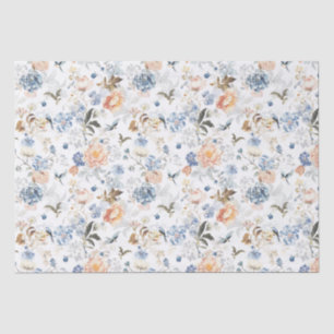 Pale Peach Blush Blue Bird Tissue Paper