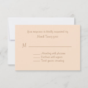 Pale Peach Custom Wedding RSVP Card