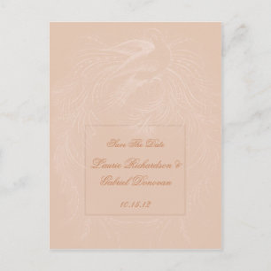 Pale Peach Dove on Peach Save The Date Announcement Postcard