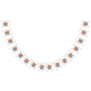 Pale Peach Rose 50 and Fabulous Birthday Party Bunting Flags