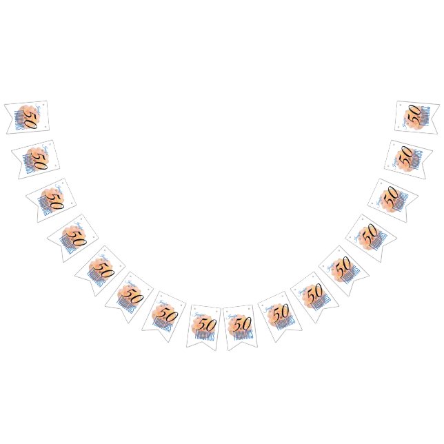Pale Peach Rose 50 and Fabulous Birthday Party Bunting Flags (All)