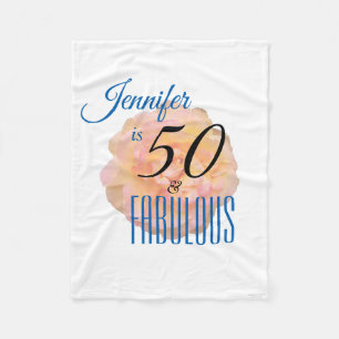 Pale Peach Rose 50 and Fabulous Birthday Party Fleece Blanket