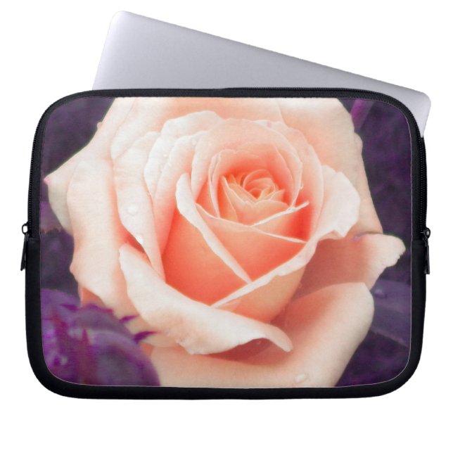 Pale Peach Rose Laptop Sleeve (Front)