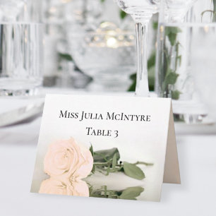 Pale Peach Rose Wedding DIY Fold Place Card