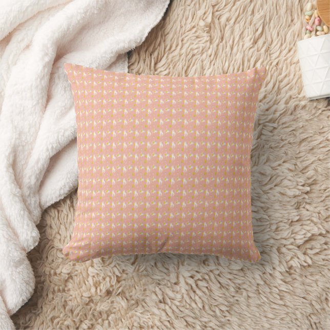Pale Peach White Flecked Throw Pillow (Blanket)