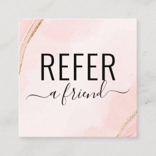 Pale Peachy Pink and Gold Watercolor Referral Card