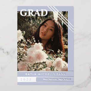 Pale Periwinkle Silver Lines Photo Graduation