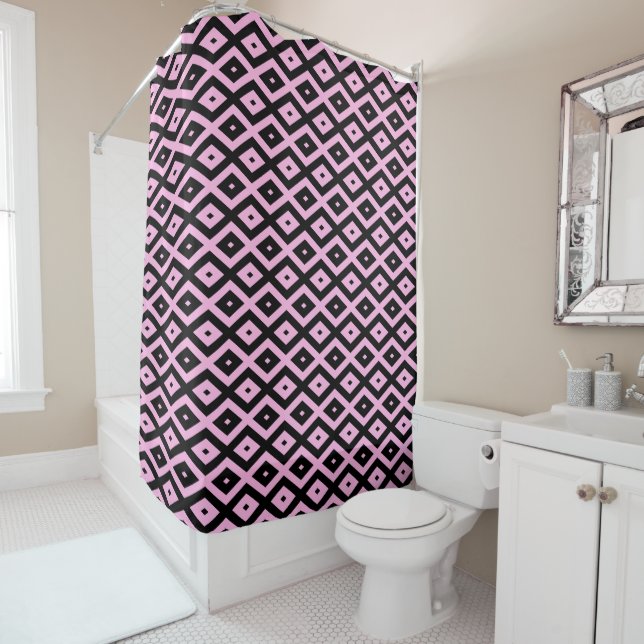 Pale pink and black diamond pattern (In Situ)