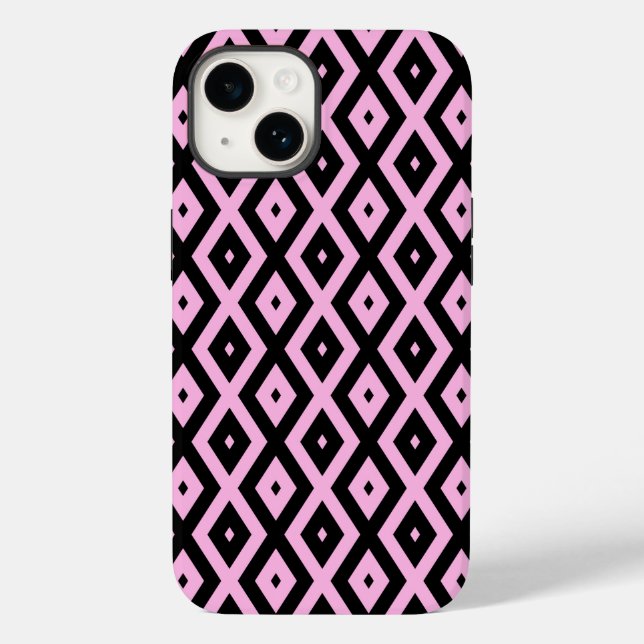 Pale pink and black diamond pattern Case-Mate iPhone case (Back)