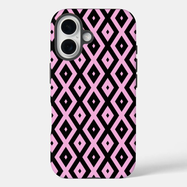 Pale pink and black diamond pattern Case-Mate iPhone case (Back)