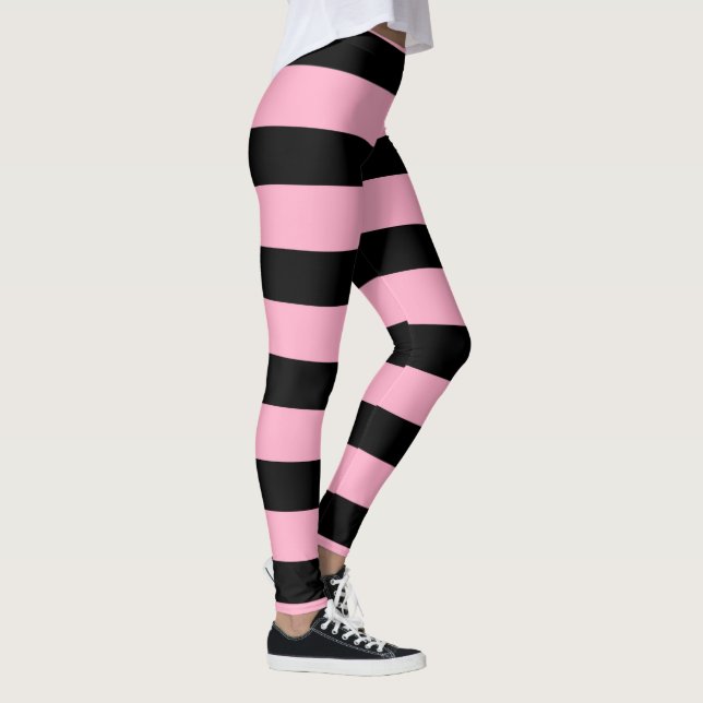 Pale pink and black stripes pattern leggings (Right)