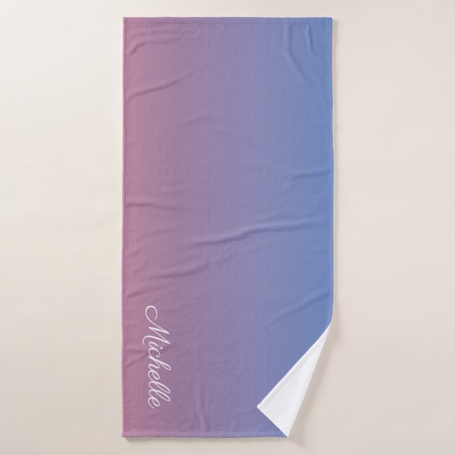 Pale pink and blue gradient ombre bath towel (Bath Towel)