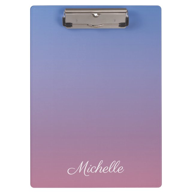Pale pink and blue gradient ombre clipboard (Front)