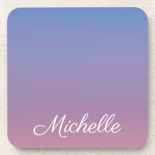 Pale pink and blue gradient ombre coaster